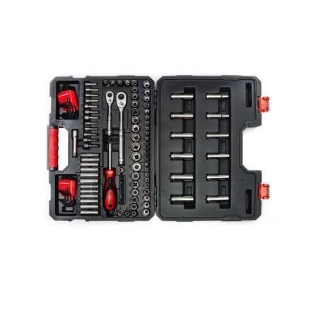 121 Pieces 1/4in & 3/8in Drive 6 & 12 Point Standard & Deep SAE/Metric Mechanics Tool Set D44858