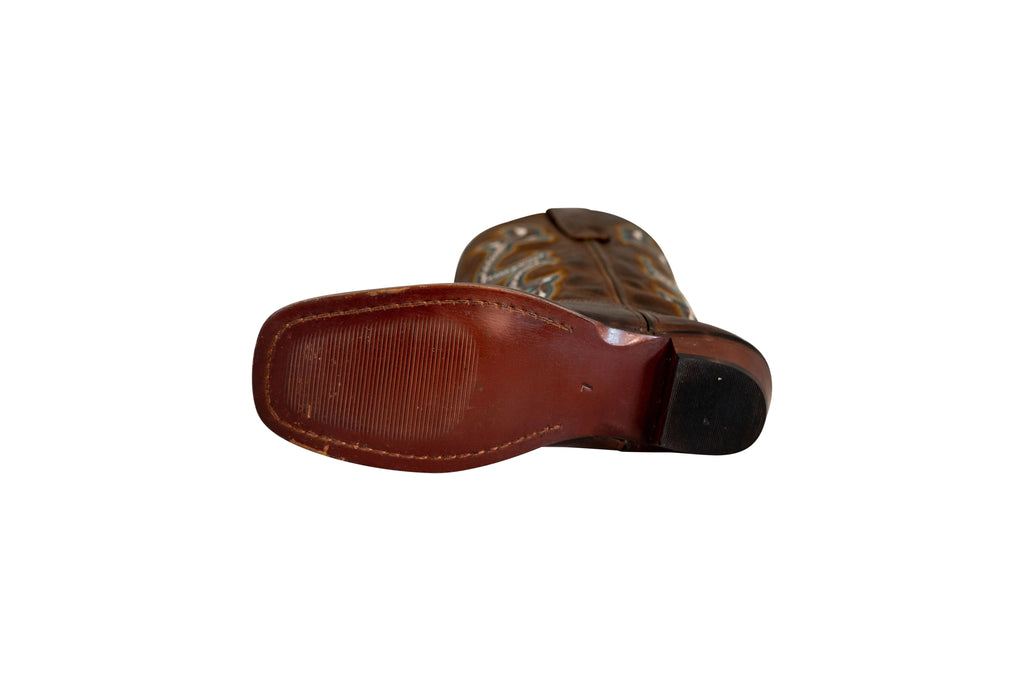 Brown Leather Square Toe Western Boots G30429