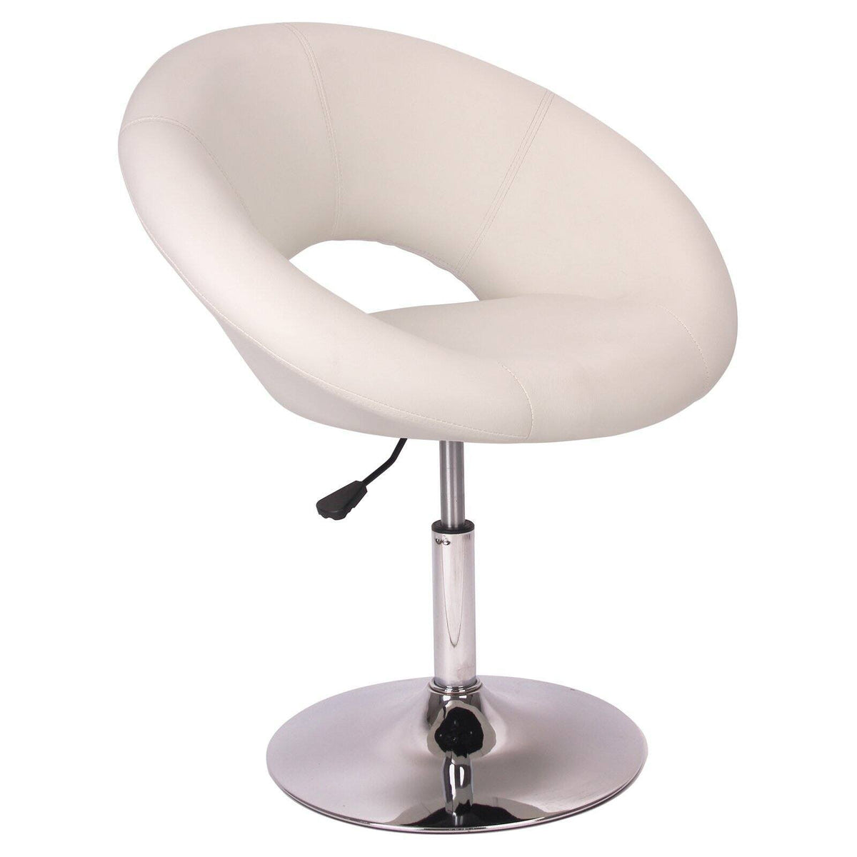 Chrome Adjustable Swivel Chair with White Seat N2661