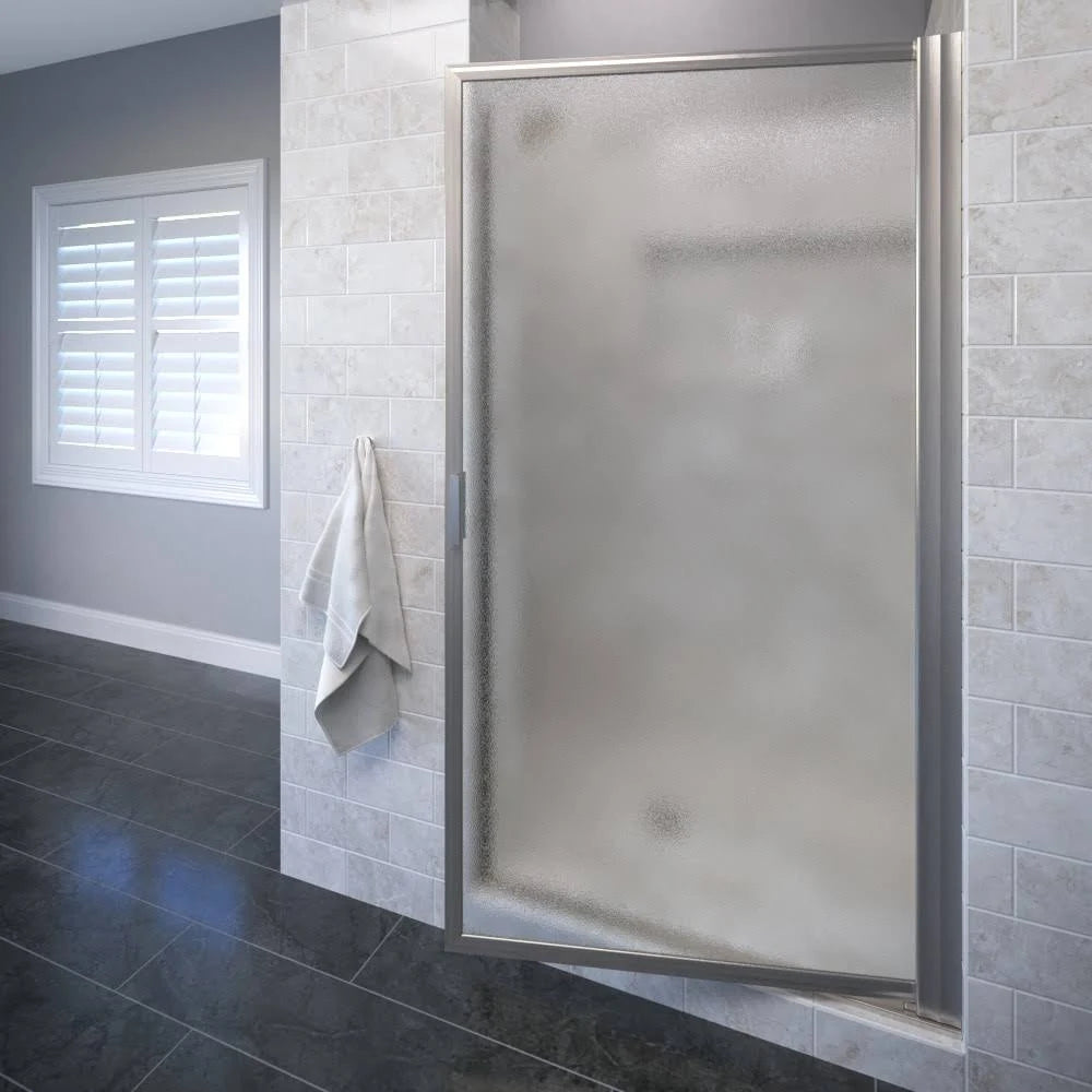Pivot Framed Shower Door with Obsc Brushed Nickel J63938