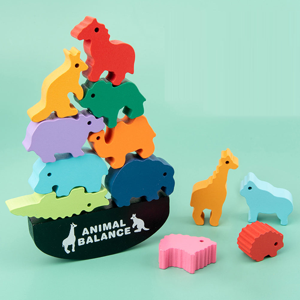 Animal Pattern Wooden Building Blocks Toy F7115