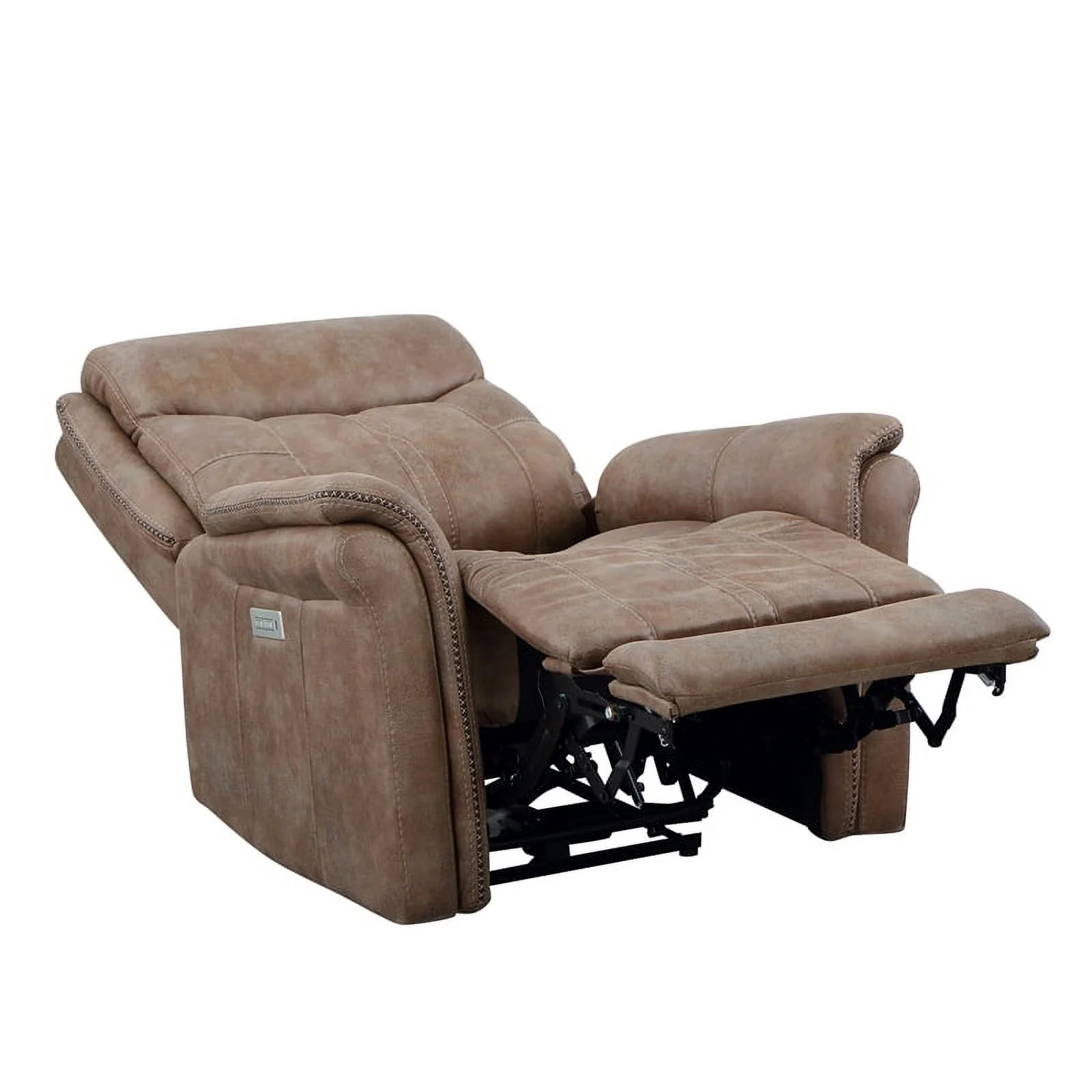 Camel Brown Polyester Faux Suede Leather Power Recliner D9441