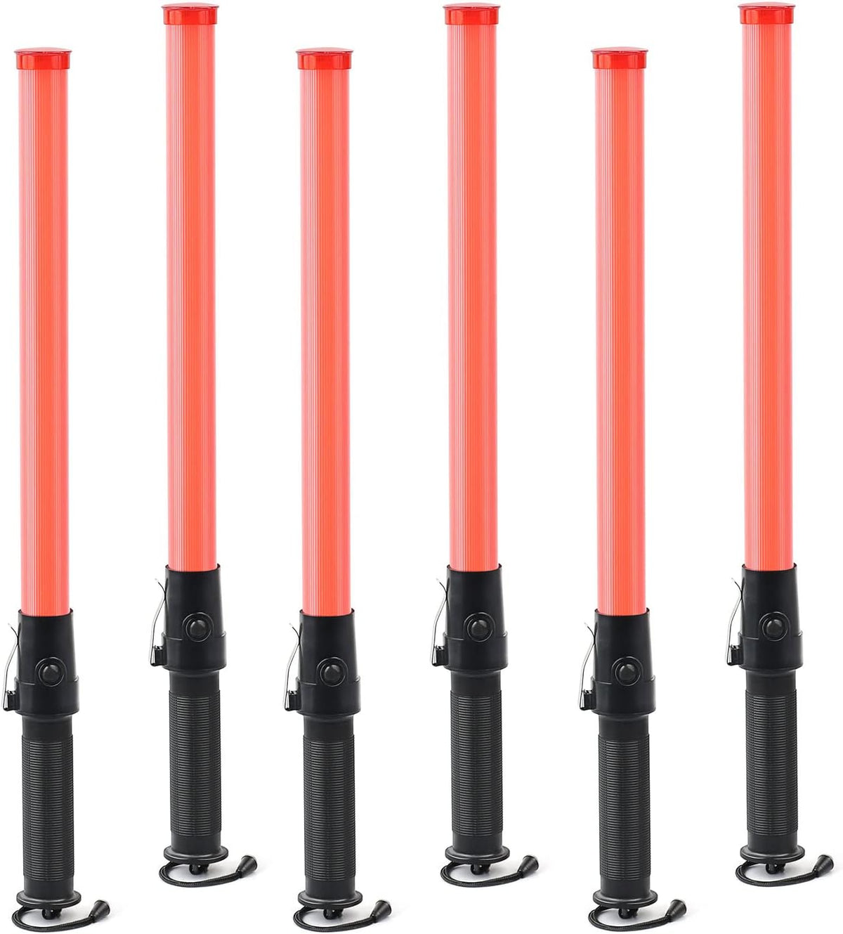 6 Pieces 21-inch Signal Traffic Safety Baton Light Traffic Control Wand Red LED 2 Flashing Modes R701