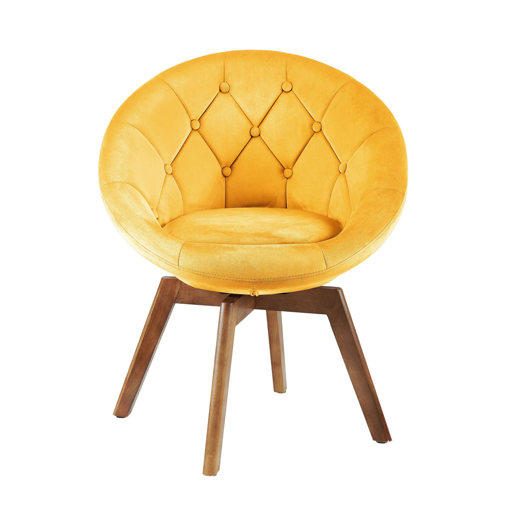 Yellow Velvet Tufted Swivel Accent Chair B1117