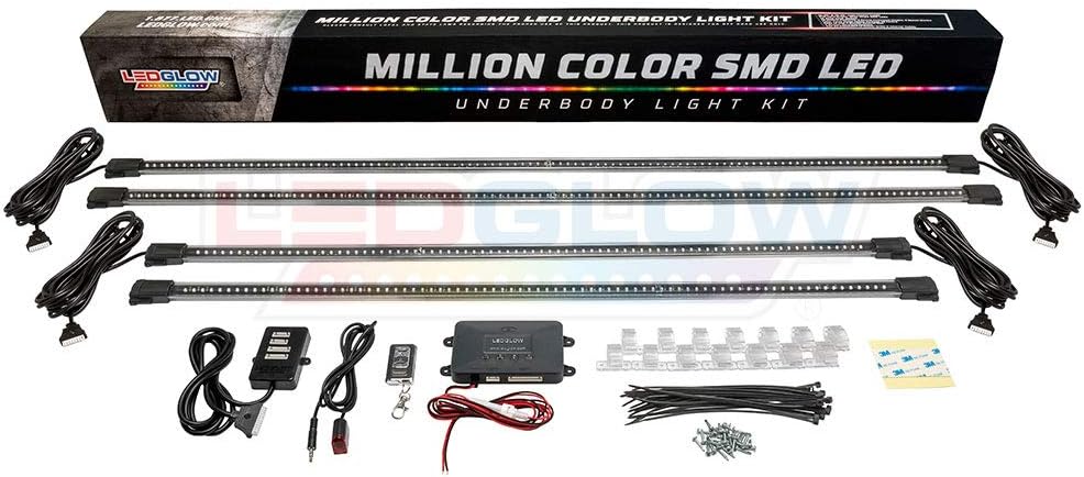4pc Multi-Color LED Underbody Lighting Kit for Cars with Remote V372916