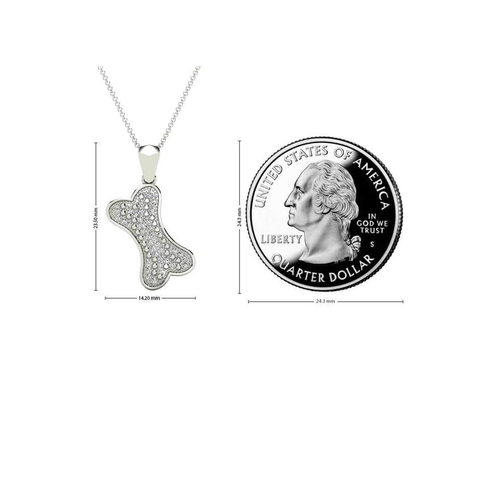 10K White Gold Diamond Dog Bone Pendant Necklace P24355