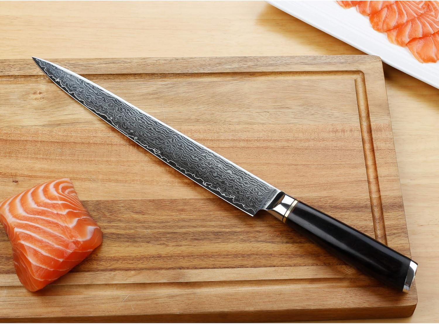 10 Inch Damascus Steel Fillet Knife with Walnut Wood Sheath A75007