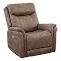 Camel Brown Polyester Faux Suede Leather Power Recliner D9441