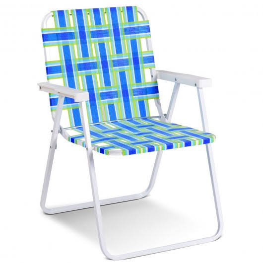 6 Pcs Folding Beach Chair Camping Lawn Chair Blue P56344