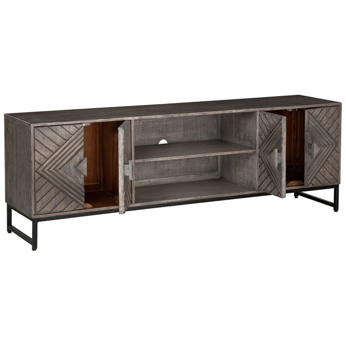 Distressed Gray & Black Wood Accent Cabinet A455637