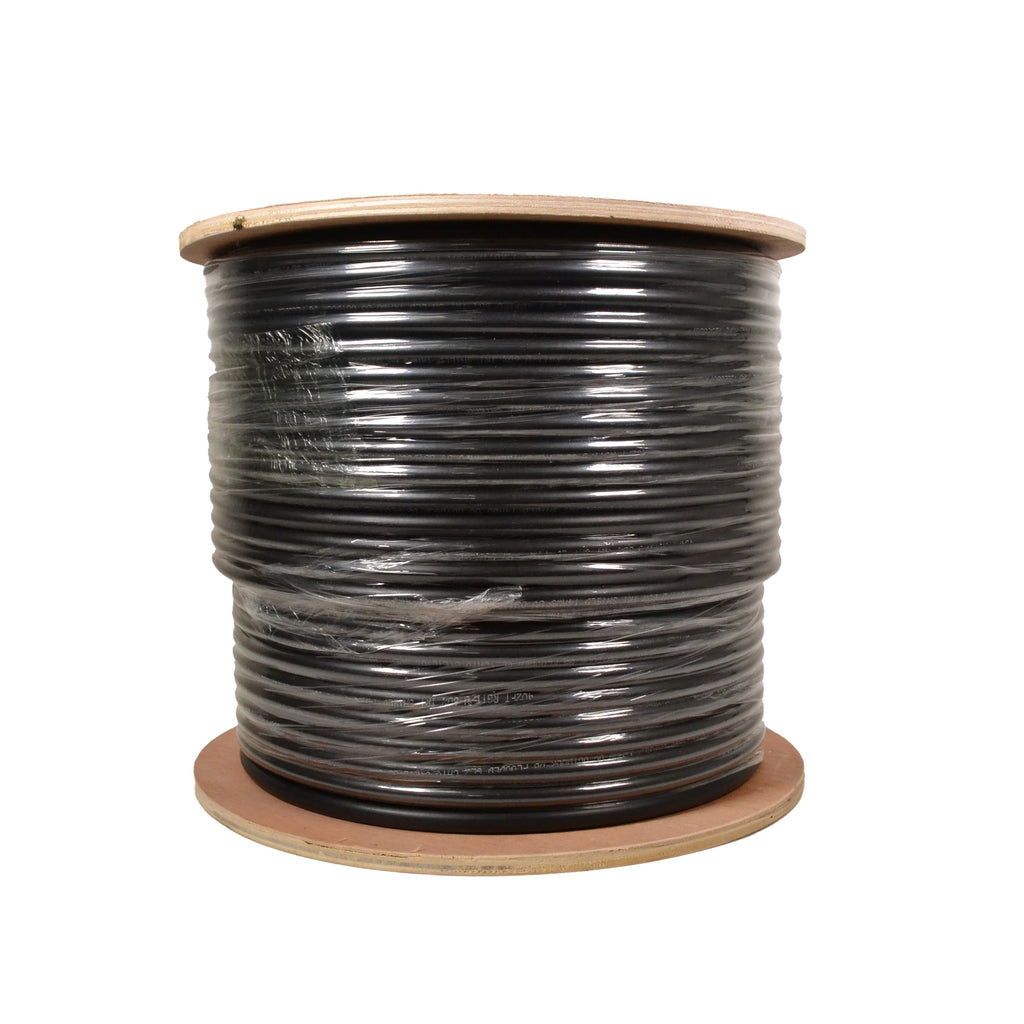 RG11 Coaxial Cable Tri Shield 14AWG Outdoor Direct Burial Gel Flooded Weather Resistant 500 ft Black Jacket L460229