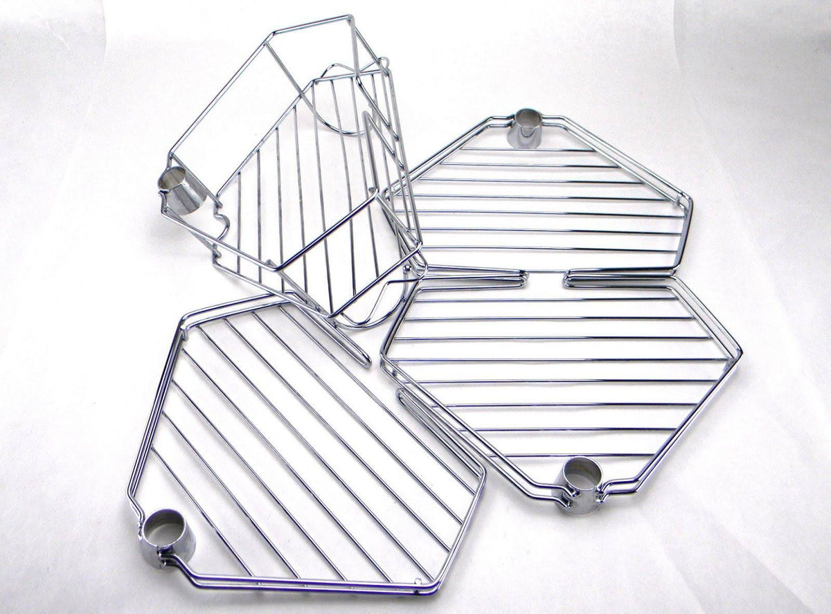 Chrome Grey Tension Corner Pole Caddy E19381