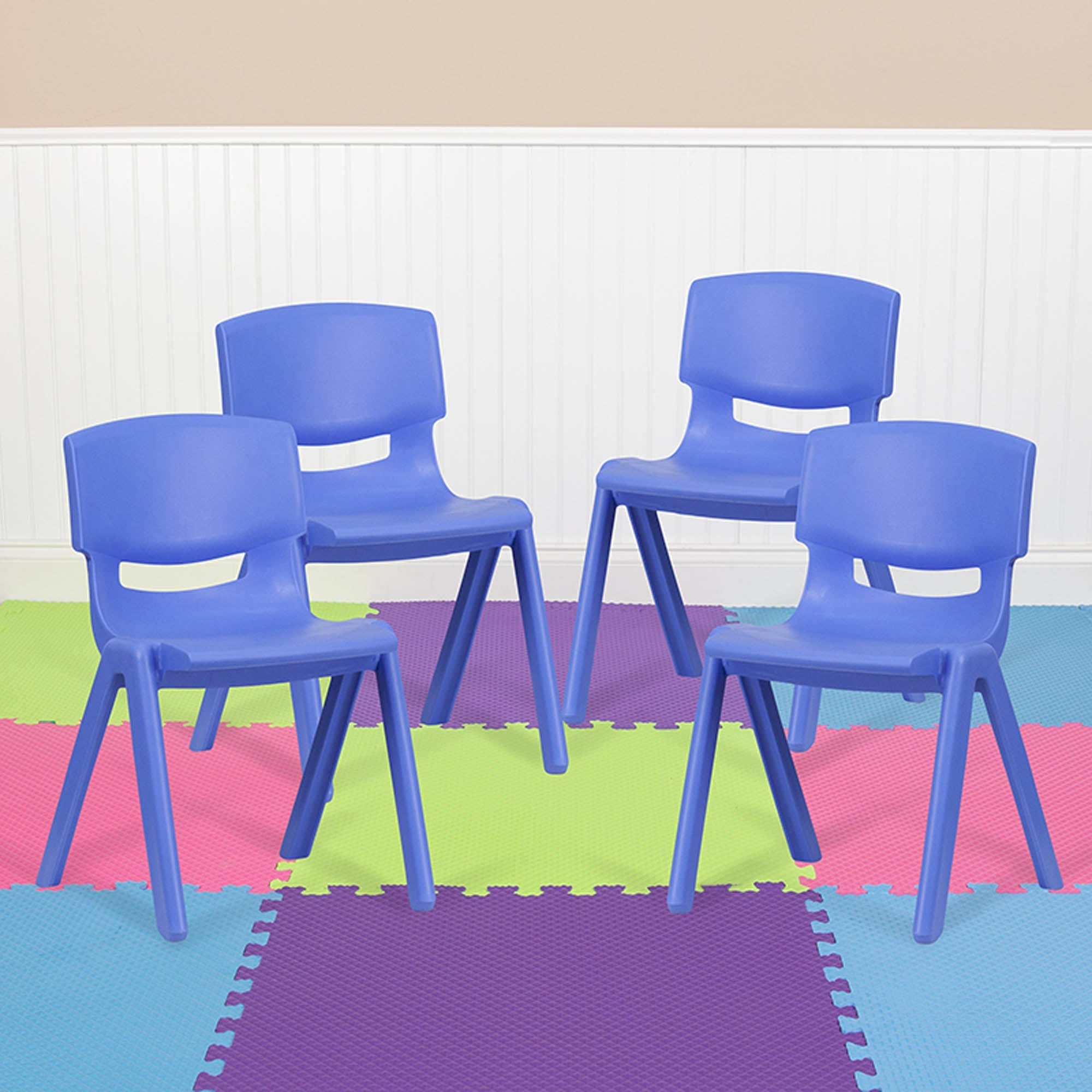 Blue Plastic Stackable School Chair, 4 Pack J671
