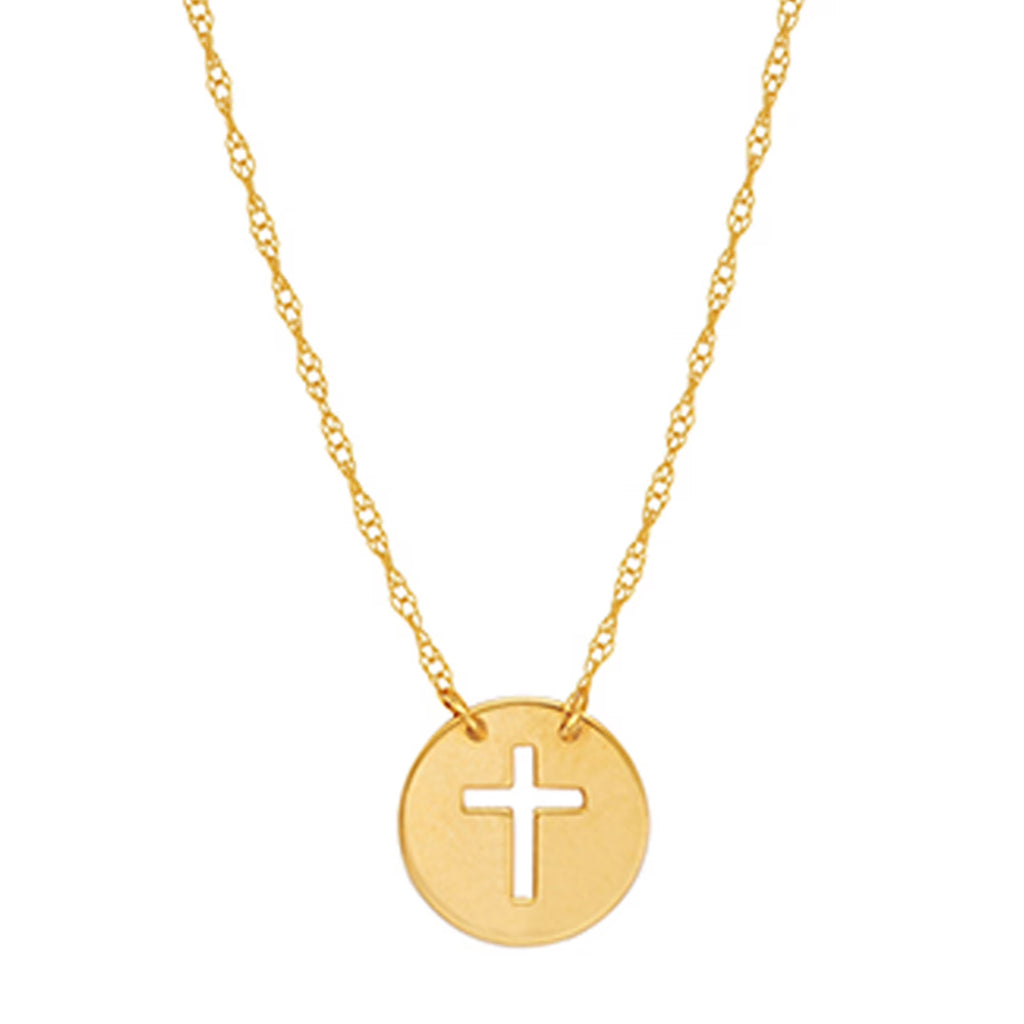 14k Yellow Gold Cross Necklace Chain Adjustable 16-18" H177858