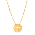 14k Yellow Gold Cross Necklace Chain Adjustable 16-18" H177858