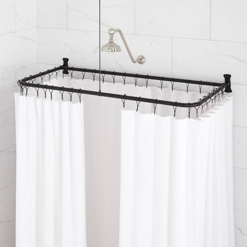 D-Shaped Solid Brass Shower Ring and Ceiling Support Matte Black M8154