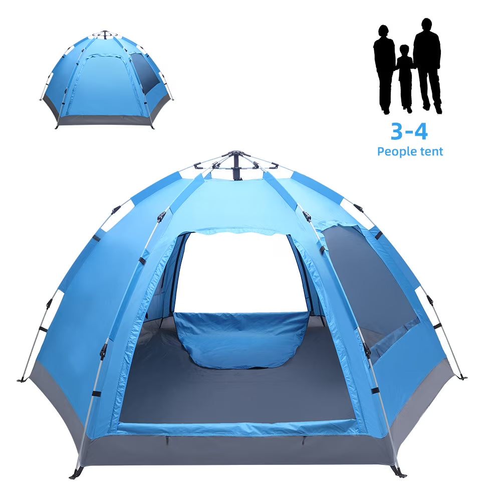 Waterproof Instant Pop Up Camping Tent, 3-4 Person Double Layer Dome Tent H282