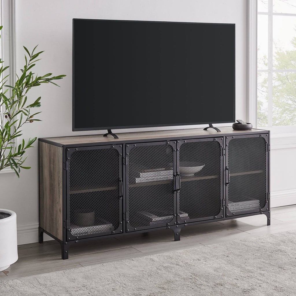 Grey Wash Industrial TV Stand Console U402983
