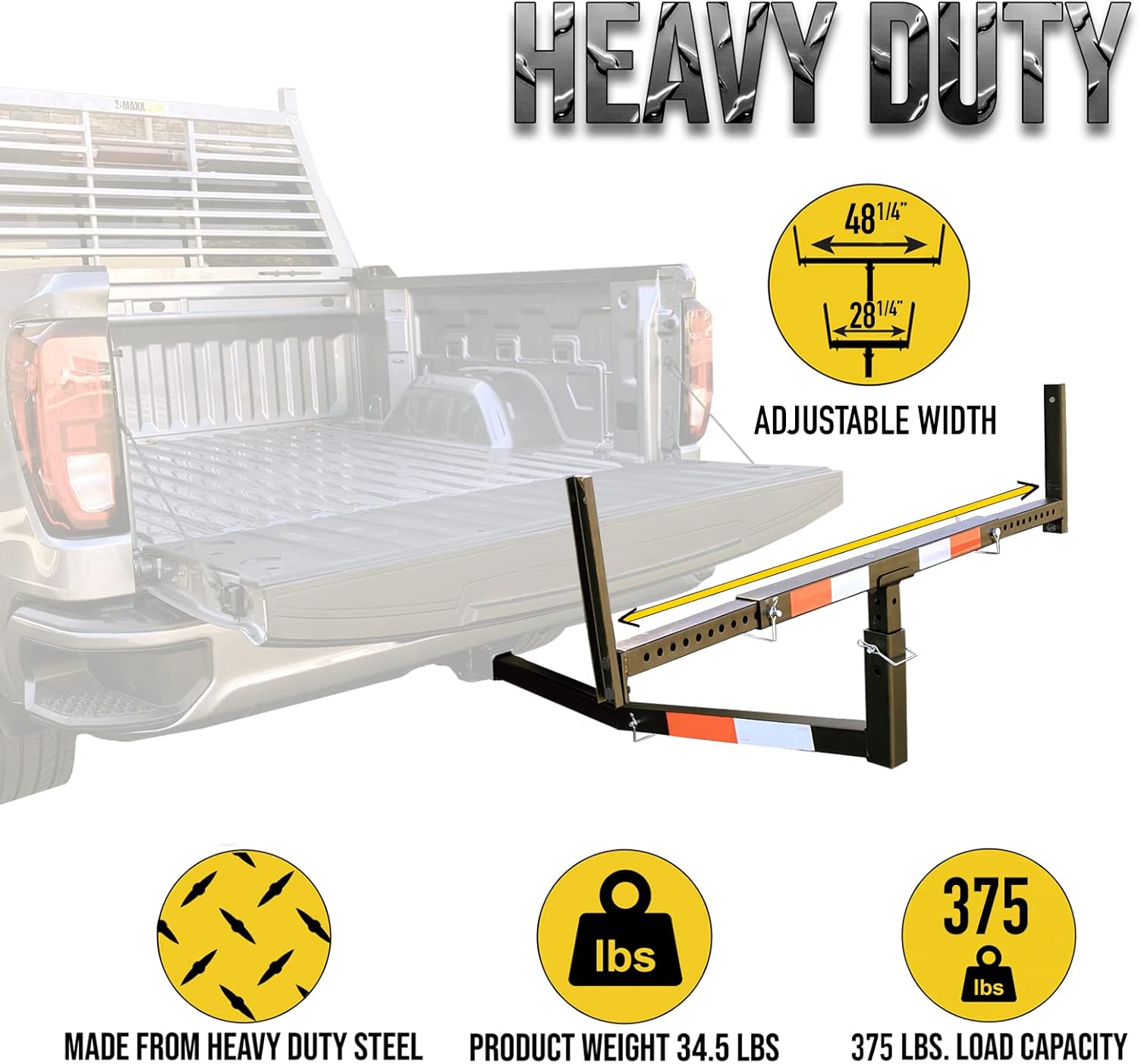 Hitch Mount Pick Up Truck Bed Extender, Black, 37 x 19 x 3 inches, Pack of 2 K5005