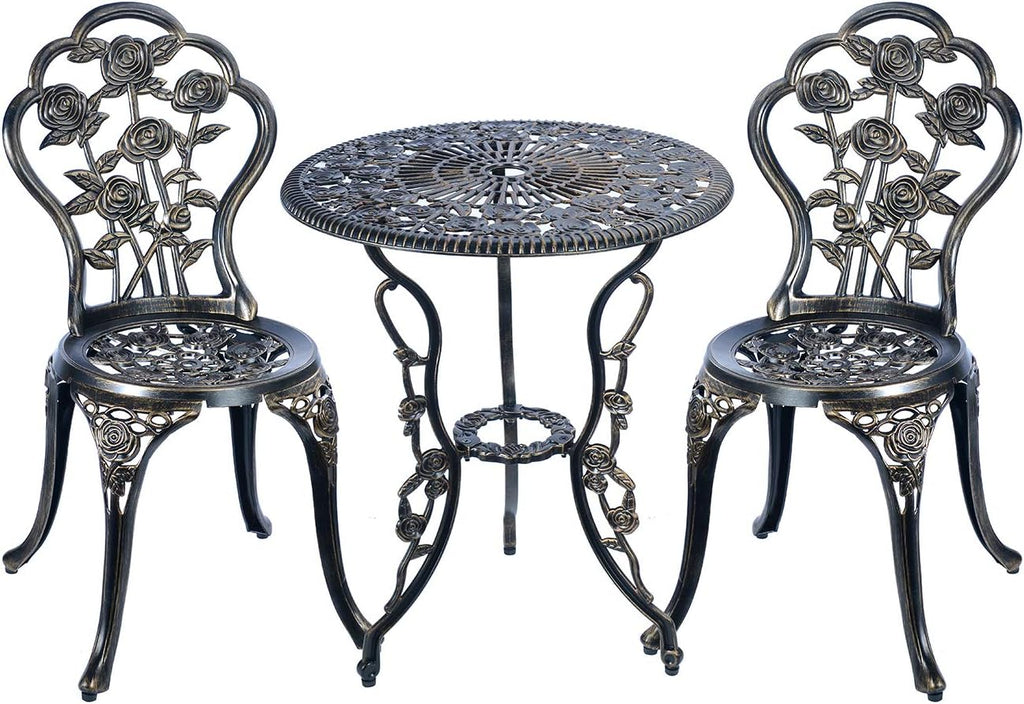 White 3 Piece Cast Aluminum Bistro Table Set A917709
