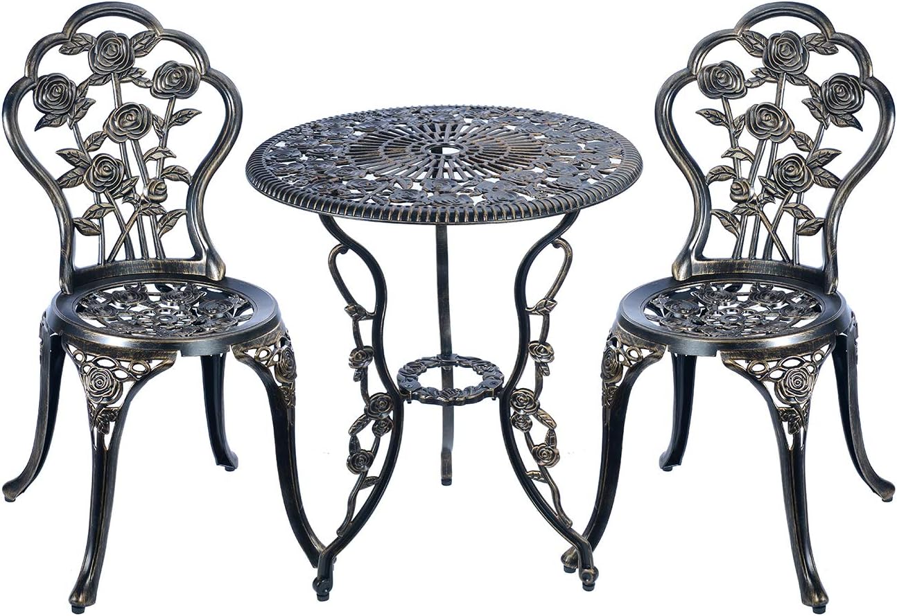 White 3 Piece Cast Aluminum Bistro Table Set A917709