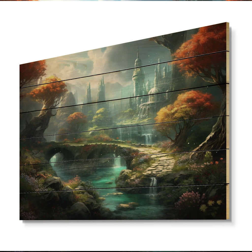 Castles Print on Natural Pine Wood U569