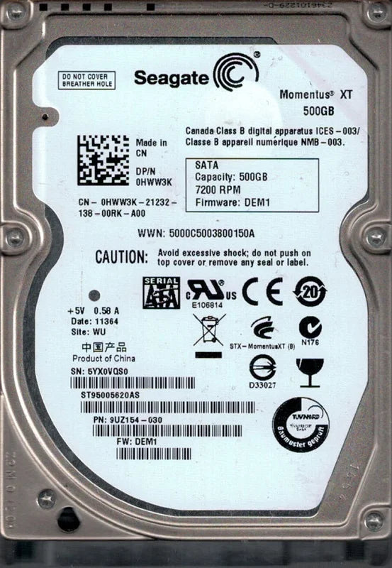 500GB Seagate Hard Drive F424