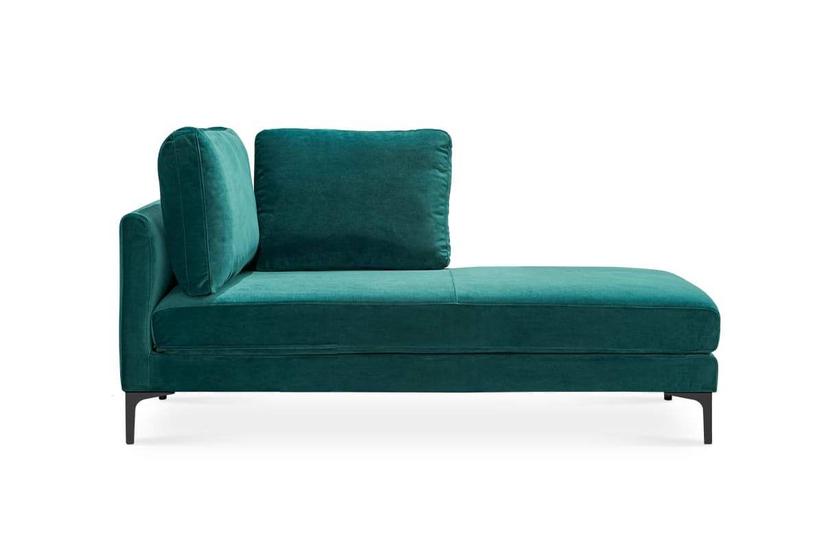 Teal Velvet Right Chaise Sofa N546