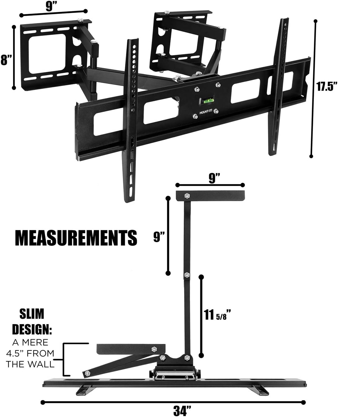 Black Corner TV Mount for 37-63 inch Flat Panel Screens, VESA up to 800x400, 132 lb Capacity, Pack of 2 G491