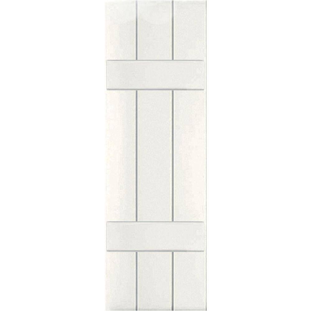 2-Pack 12-in W x 40-in H White Board and Batten Wood Exterior Shutters B127823