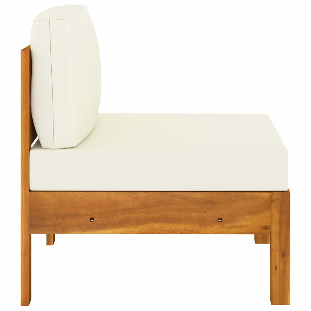 Solid Acacia Wood Sofa with White Cushions M5341