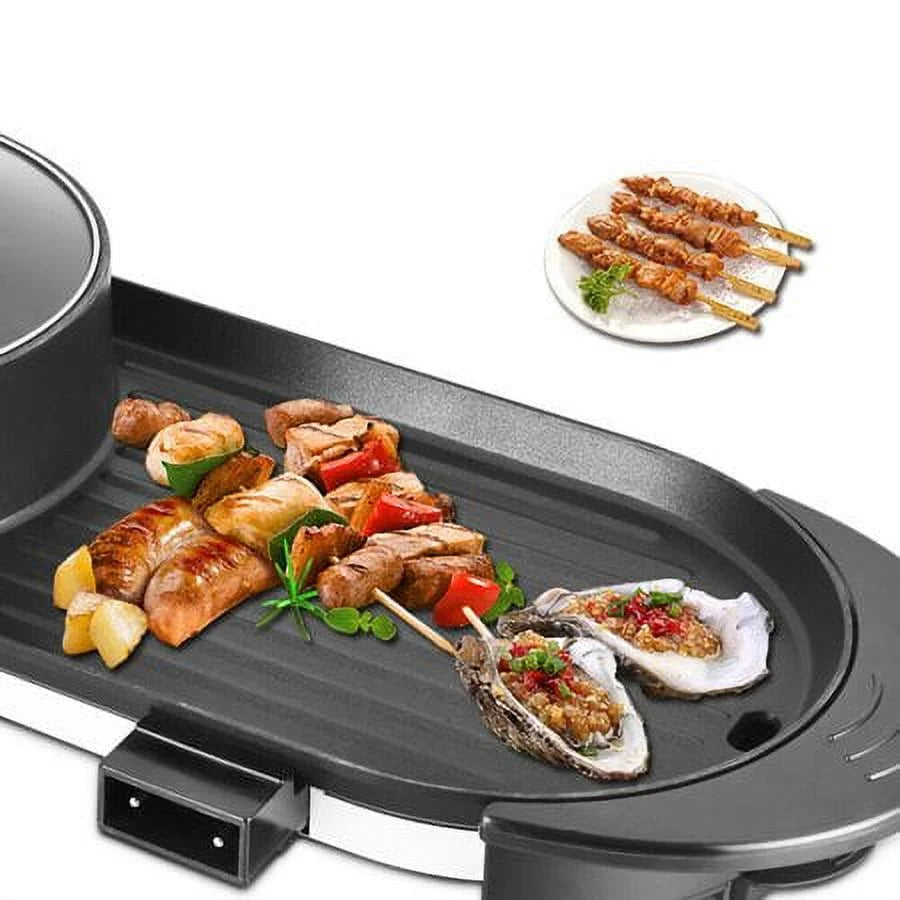 2in1 Electric Non-Stick Grill Hot Pot BBQ Soup Shabu Pot 2.2KW K39134