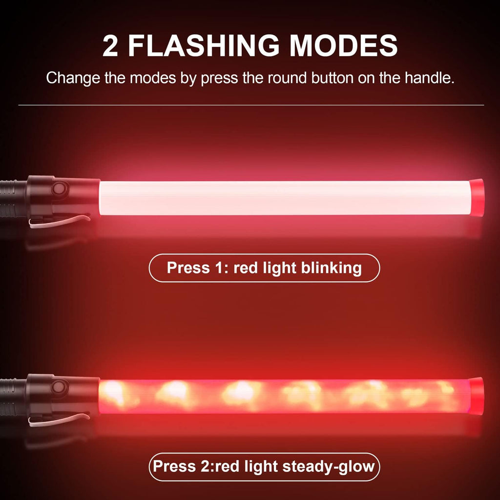 6 Pieces 21-inch Signal Traffic Safety Baton Light Traffic Control Wand Red LED 2 Flashing Modes R701