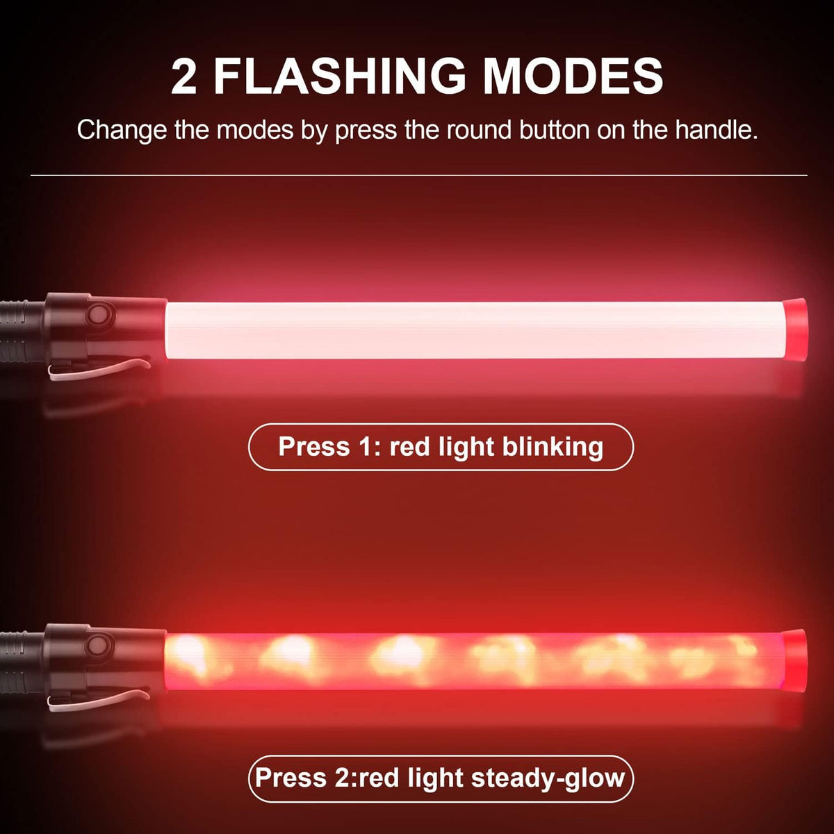 6 Pieces 21-inch Signal Traffic Safety Baton Light Traffic Control Wand Red LED 2 Flashing Modes R701