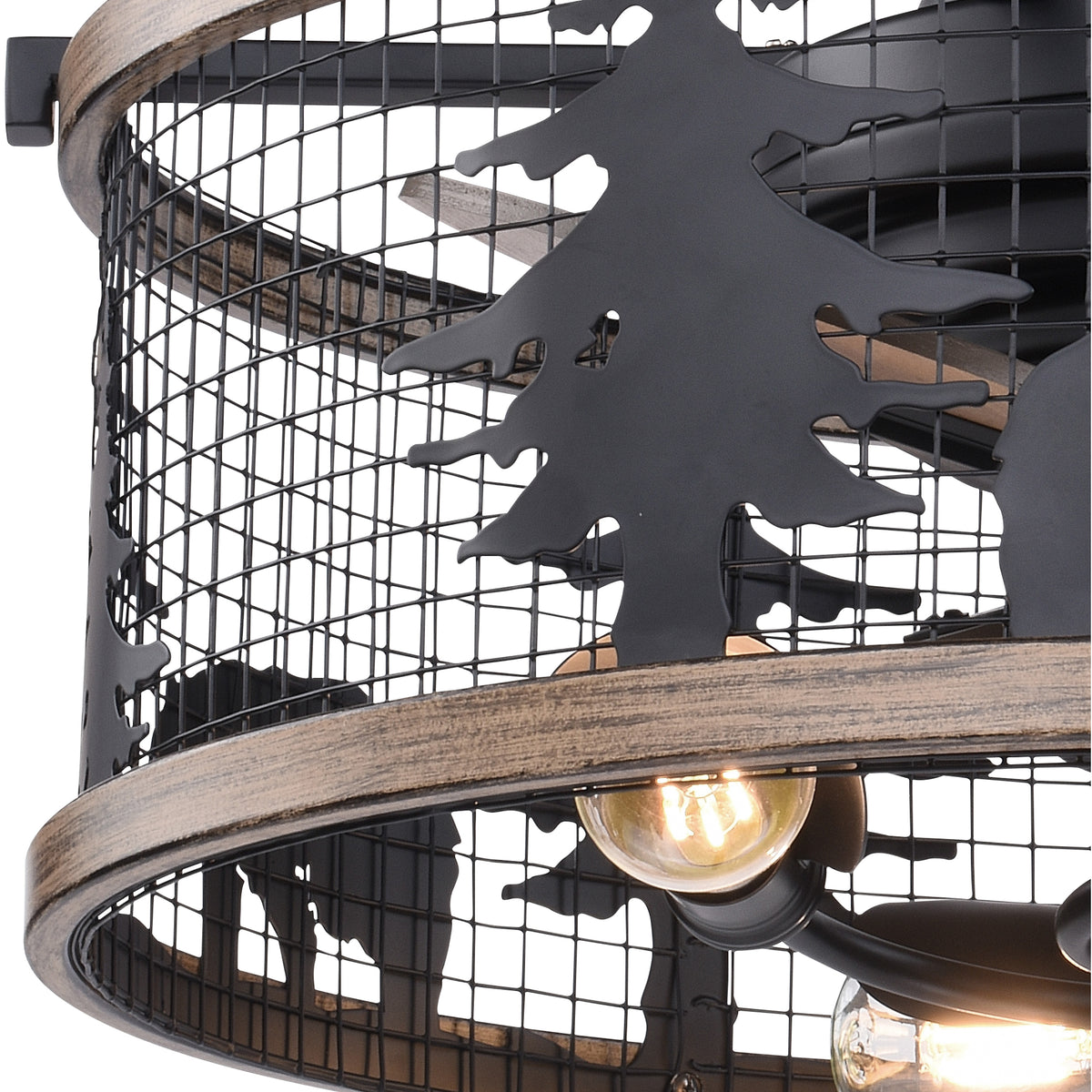 Bronze and Teak Rustic Indoor Ceiling Fan with Light Kit and Remote D4490