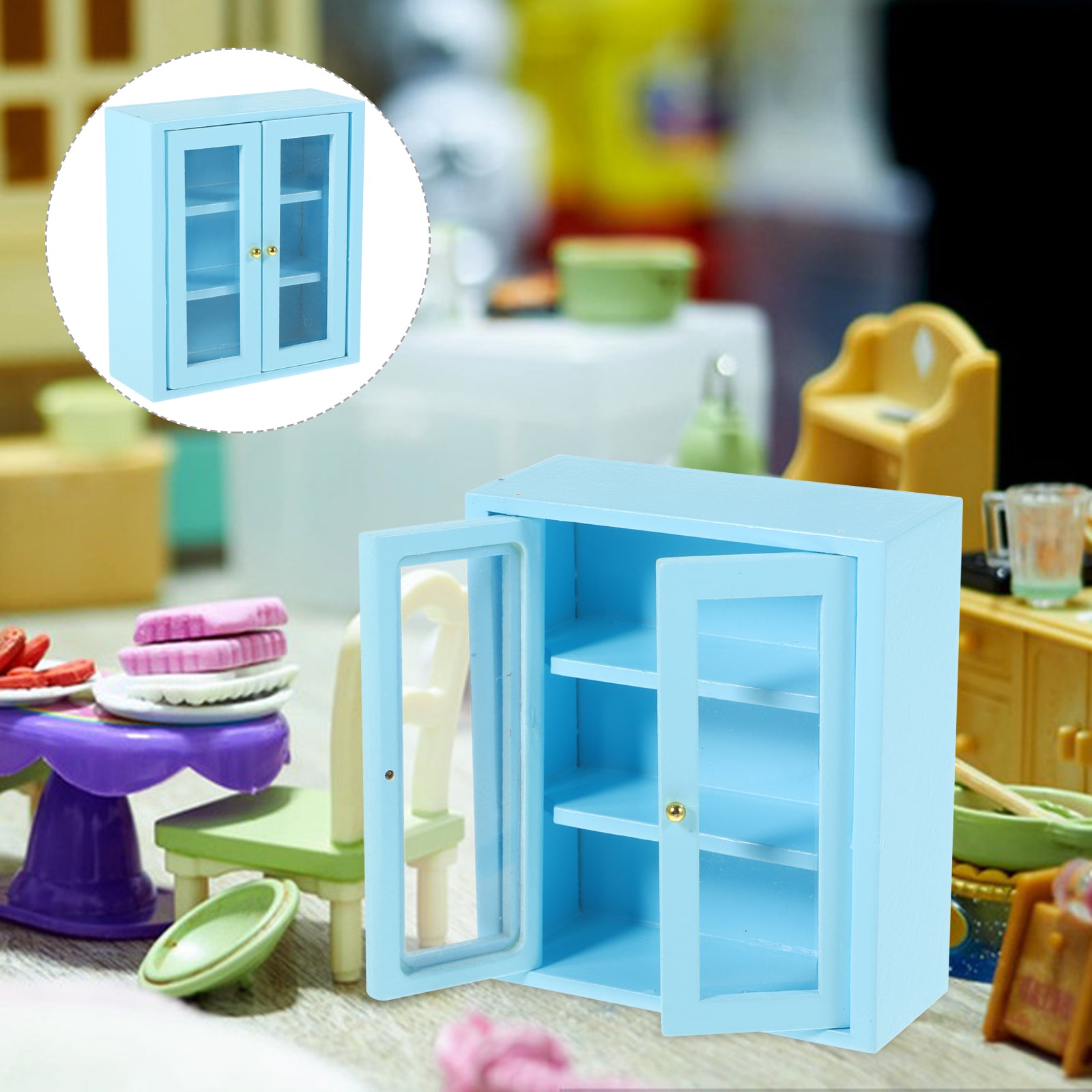 Wooden Miniature Cabinet Model Tiny House Ornament F138513