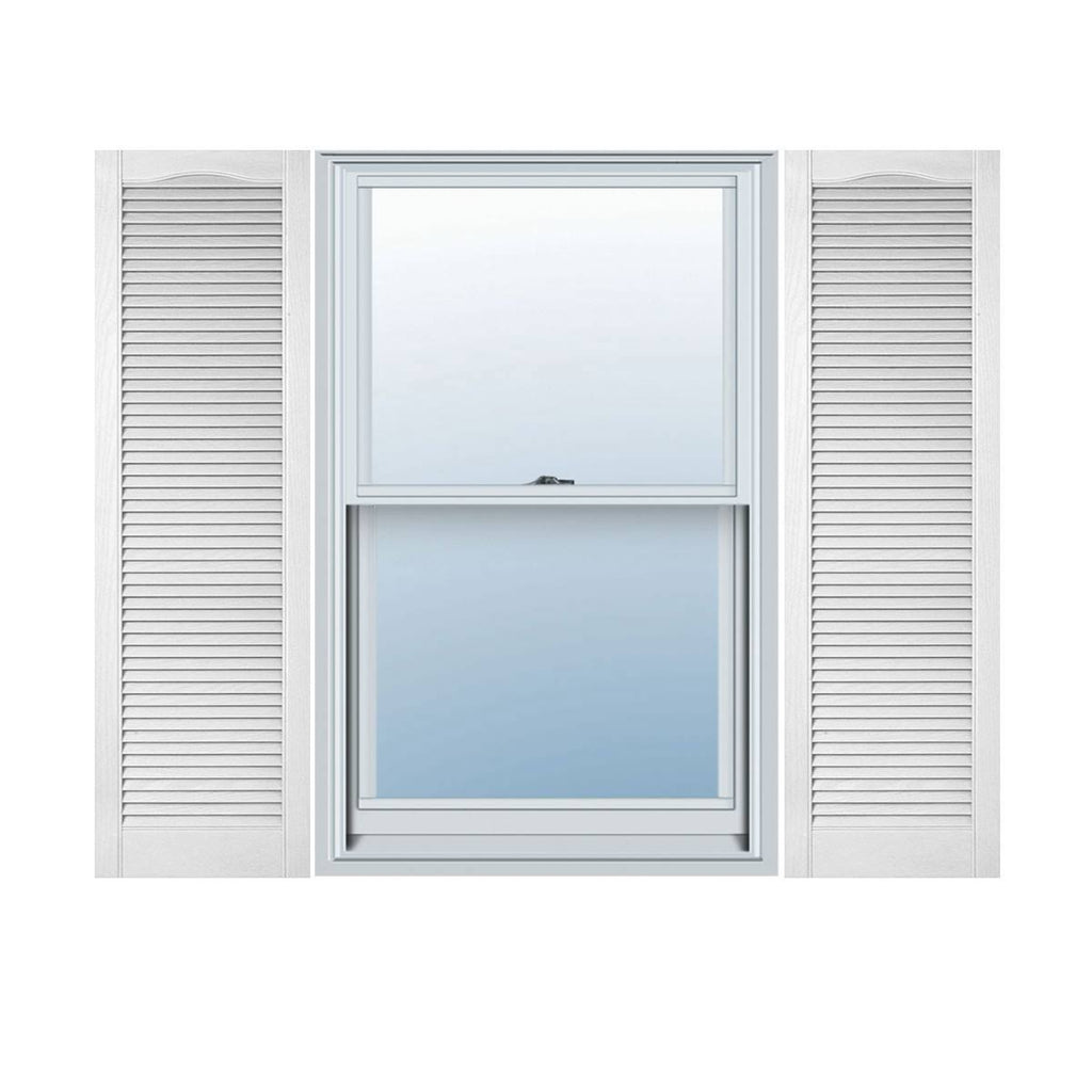 18 inch W x 44 inch H Vinyl Louver Shutters, Bright White, Per Pair M8867