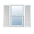 18 inch W x 44 inch H Vinyl Louver Shutters, Bright White, Per Pair M8867