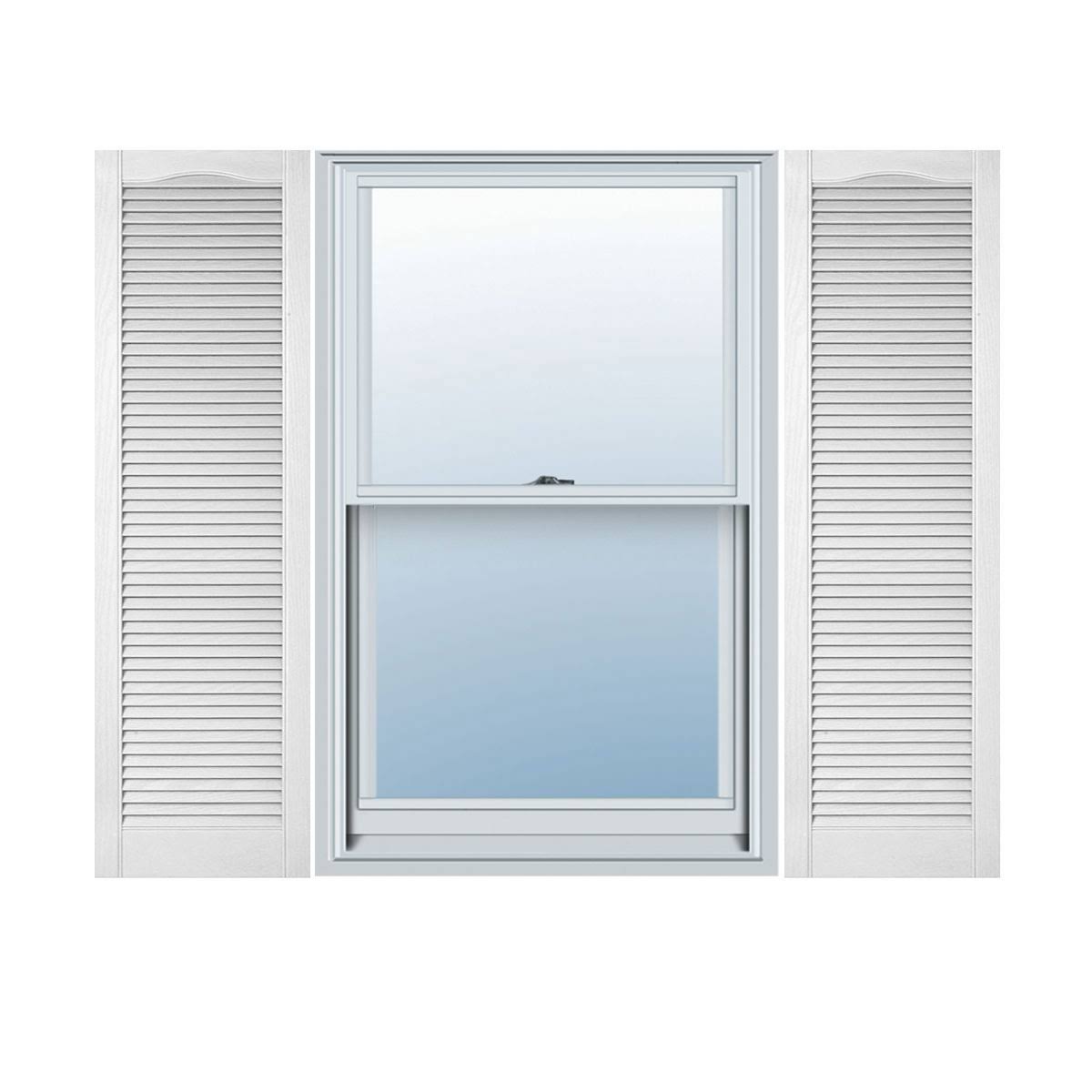 18 inch W x 44 inch H Vinyl Louver Shutters, Bright White, Per Pair M8867