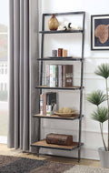 5 Tier Black Ladder Bookcase Shelf E770