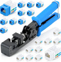 Speed Termination Tool Kit with 10 Blue & 10 White Cat6 Keystone Jacks H385655