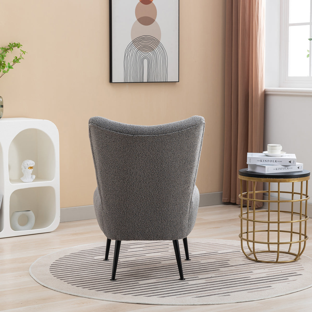 Gray Boucle Upholstered Armless Accent Chair C963587