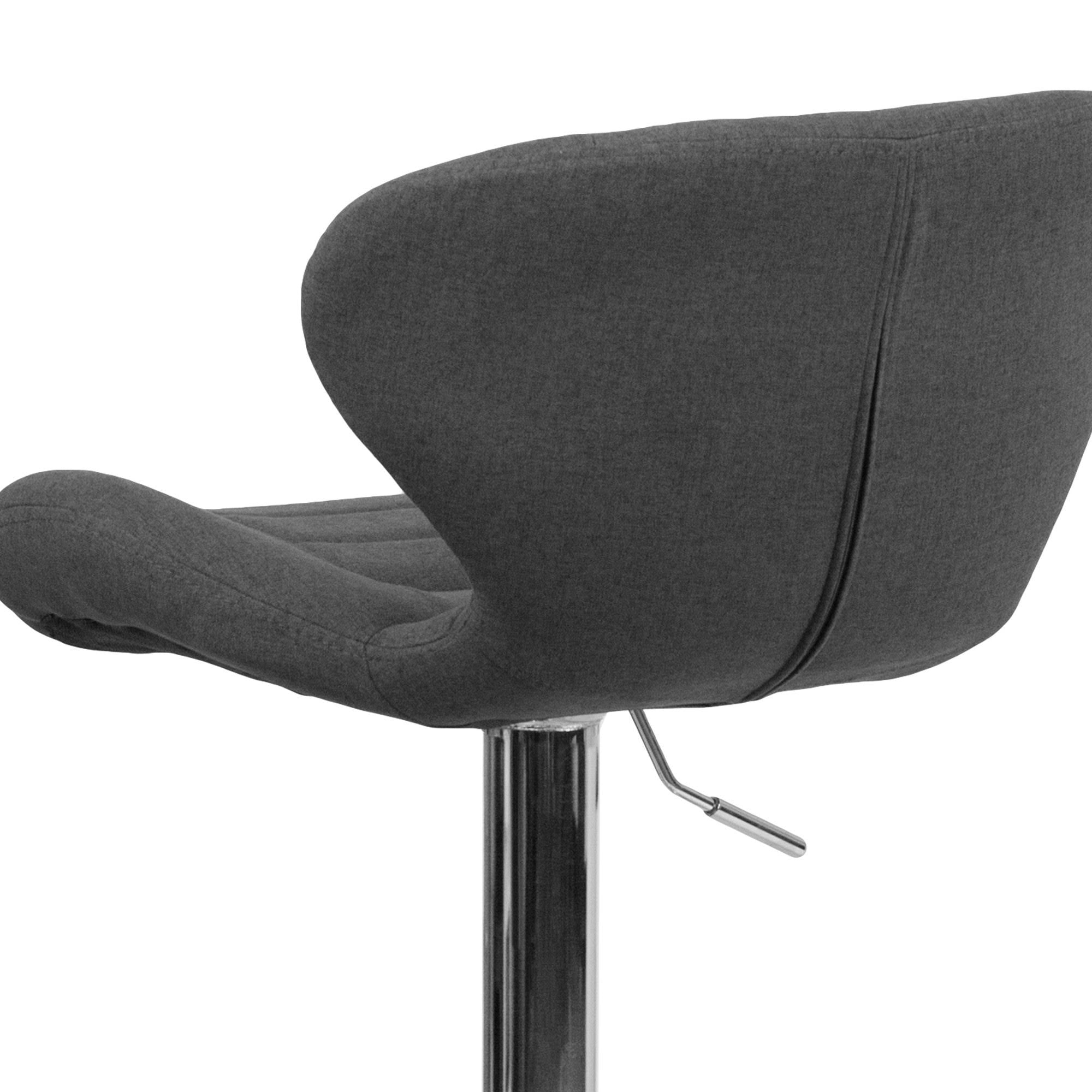 Charcoal Fabric Adjustable Height Barstool with Chrome Base G58076