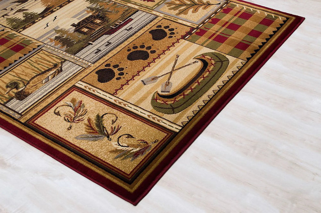 Beige/Multicolor Cabin Area Rug V3930