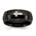 Black IP-Plated Diamond Cross Ring Size 7 Y968
