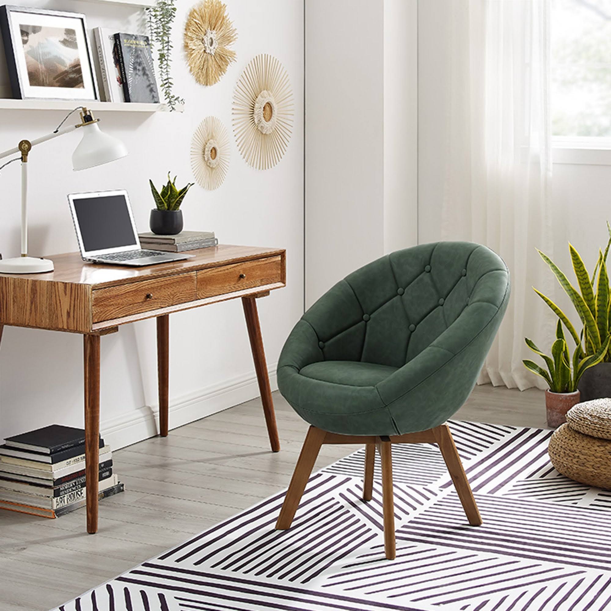 Yellow Velvet Tufted Swivel Accent Chair B1117