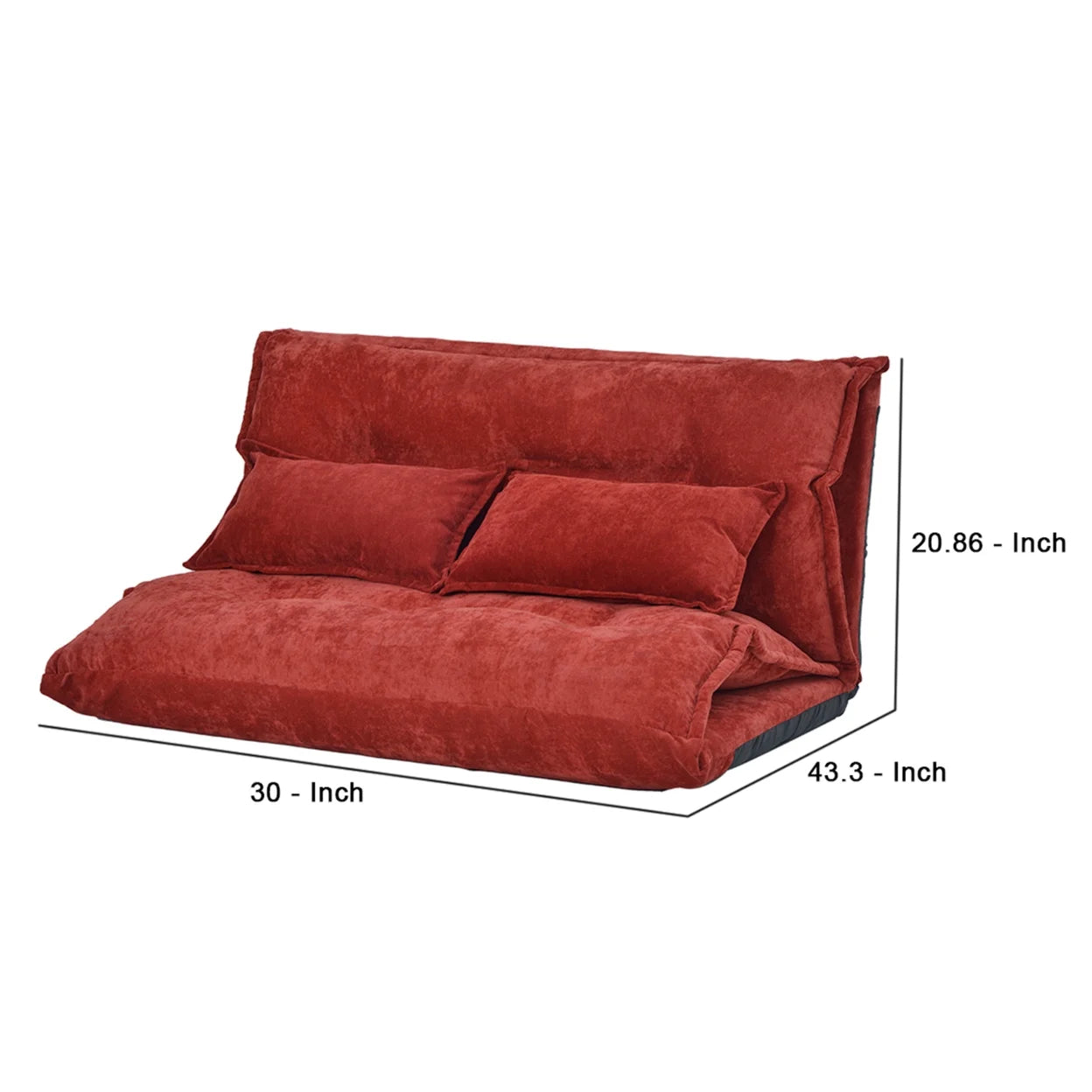 Red Sofa Bed with 5 Way Adjustable Back and Pillows Y814