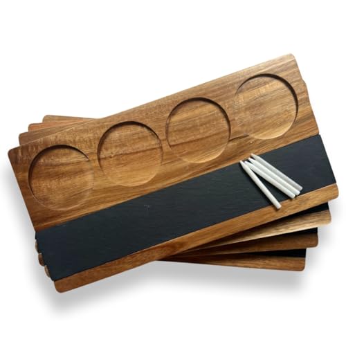 Acacia Wood Serving Board Set of 4, 16x8 inches J368