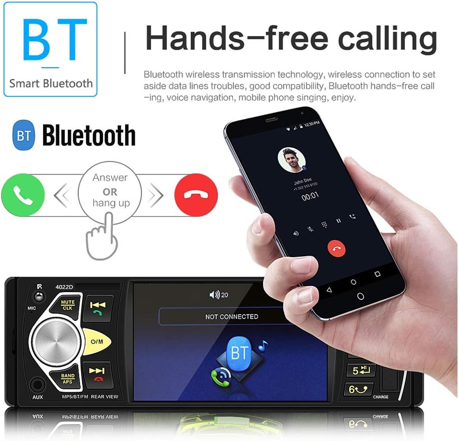 4.1 Inch Single Din Car Stereo with Bluetooth Rear View Camera Pack of 2 C627