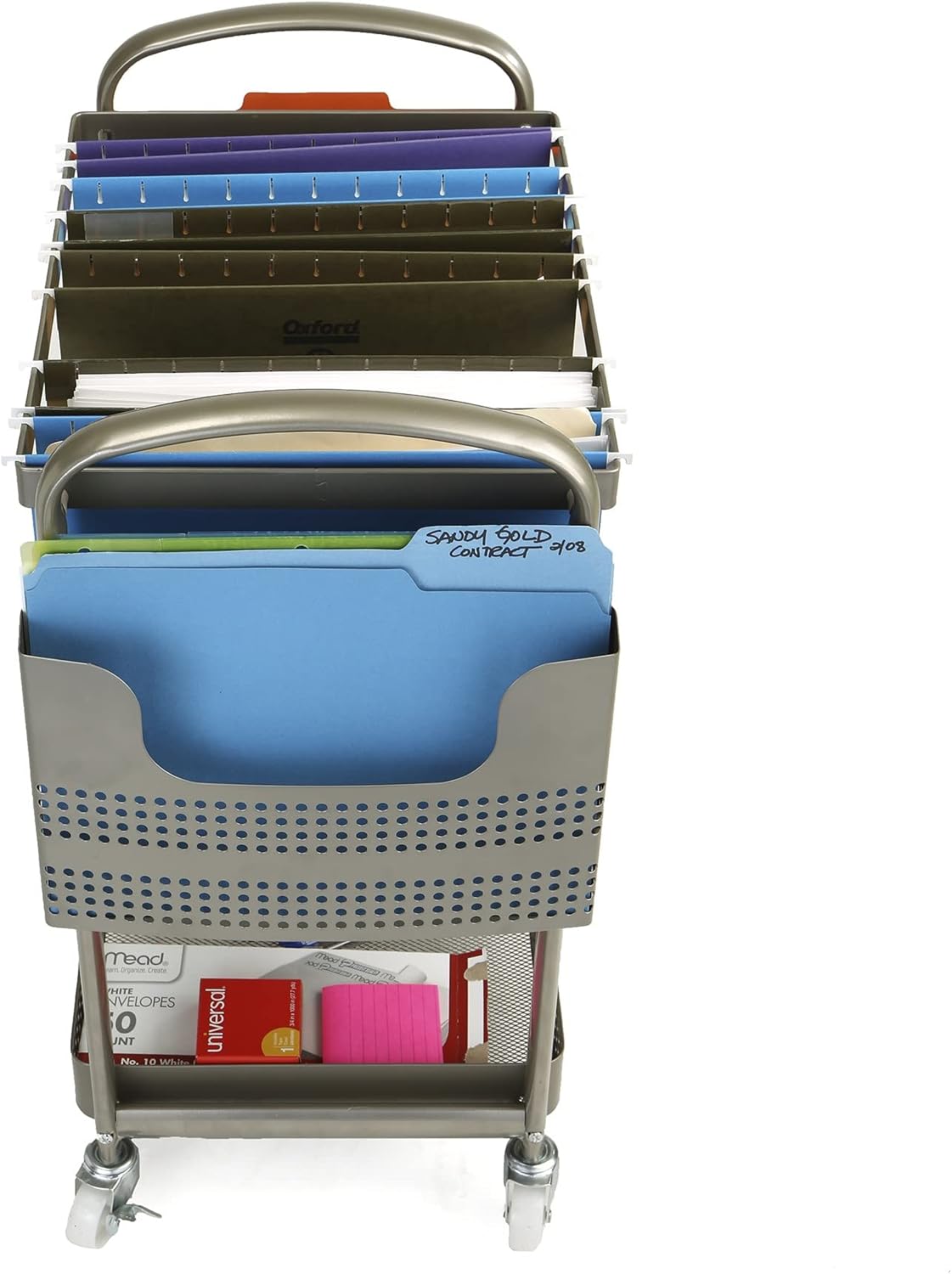 Silver Metal Mobile File Cart O430